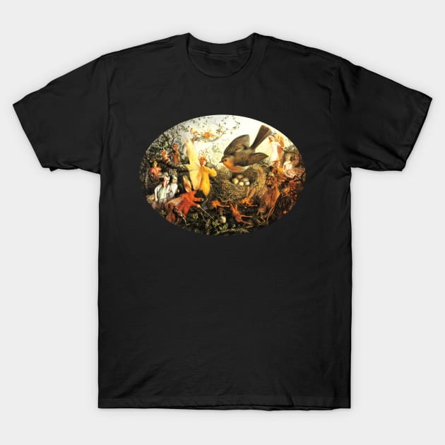 Cock Robin Defending His Nest - John Anster Fitzgerald T-Shirt by forgottenbeauty